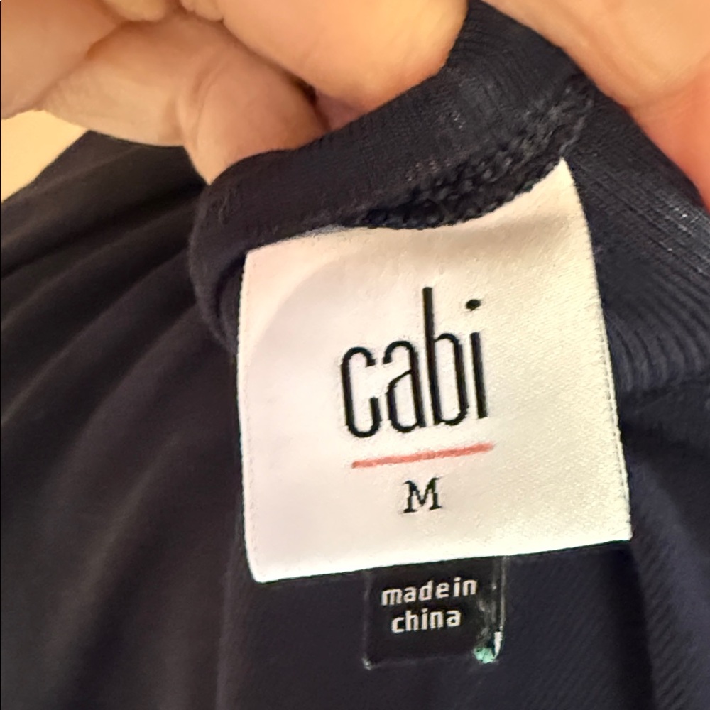 CAbi Dark Blue Long Sleeve white striped back, V-Neck Top - Picture 4 of 4
